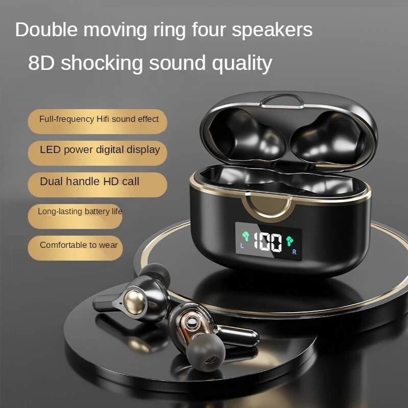 TWS Wireless Bluetooth Headphone In-ear Digital Display Touch Double Moving Coil Headset Heavy Bass Gaming Headset Without Noise
TWS Wireless Bluetooth Headphone In-ear Digital Display Touch Double Moving Coil Headset Heavy Bass Gaming Headset Without Noise
