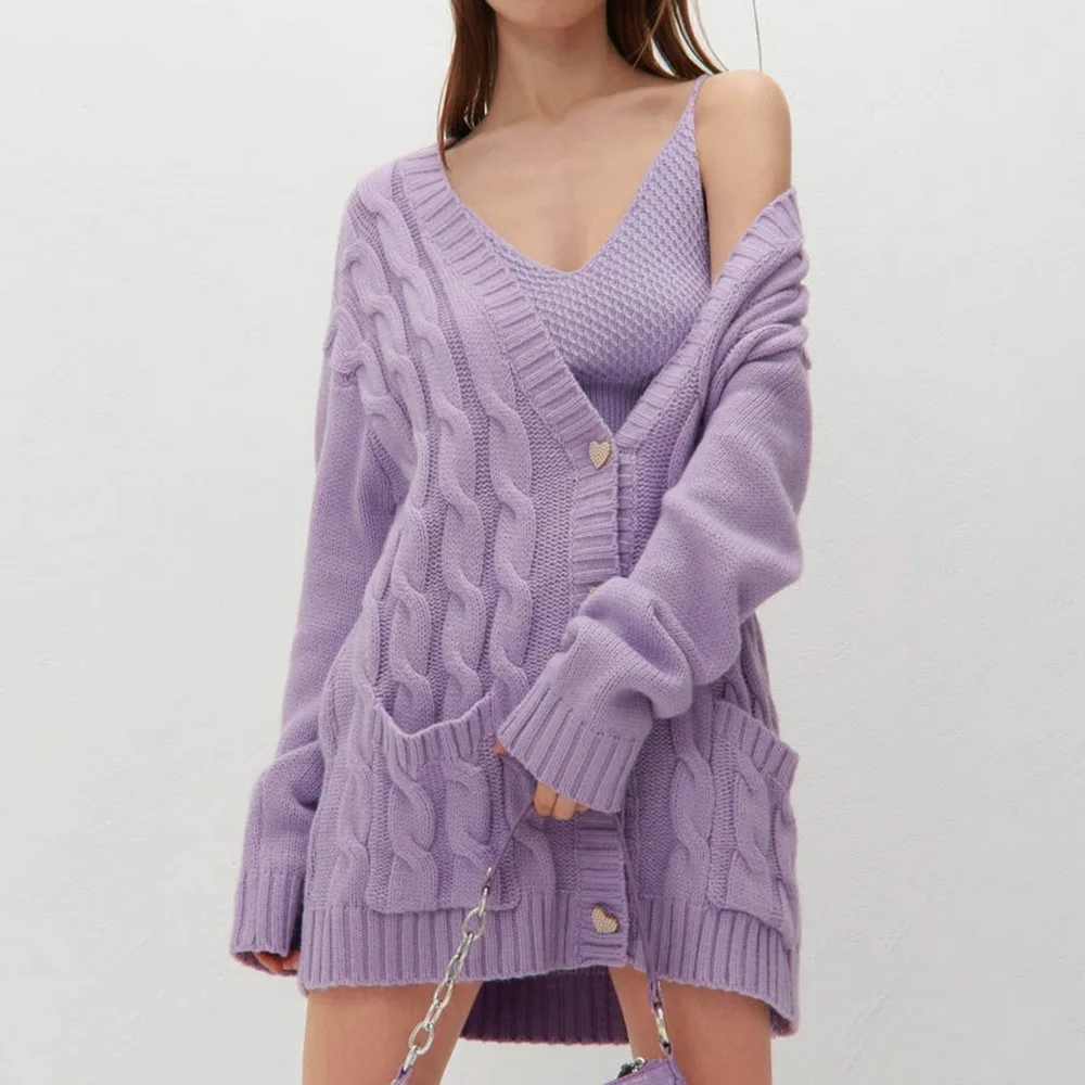 2021 Autumn and Winter New Pockets Button Sweet Loose Midi Knitted Cardigan Sweaters Woman Jacket Women's long sweater cardigans
2021 Autumn and Winter New Pockets Button Sweet Loose Midi Knitted Cardigan Sweaters Woman Jacket Women's long sweater cardigans