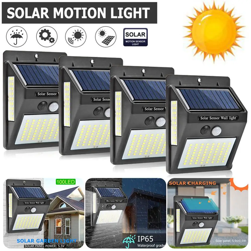 100 LEDs Outdoor Solar Garden Light with Motion Sensor Solar Lamp Waterproof Four Sides Led Solar Light Security Garden Light
100 LEDs Outdoor Solar Garden Light with Motion Sensor Solar Lamp Waterproof Four Sides Led Solar Light Security Garden Light