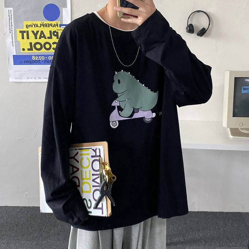 Spring Autumn Long Sleeve Men Tshirt Fashion Kawaii Dinosaur Cartoon Anime Graphic Print Black White Harajuku Teenagers Clothes
Spring Autumn Long Sleeve Men Tshirt Fashion Kawaii Dinosaur Cartoon Anime Graphic Print Black White Harajuku Teenagers Clothes