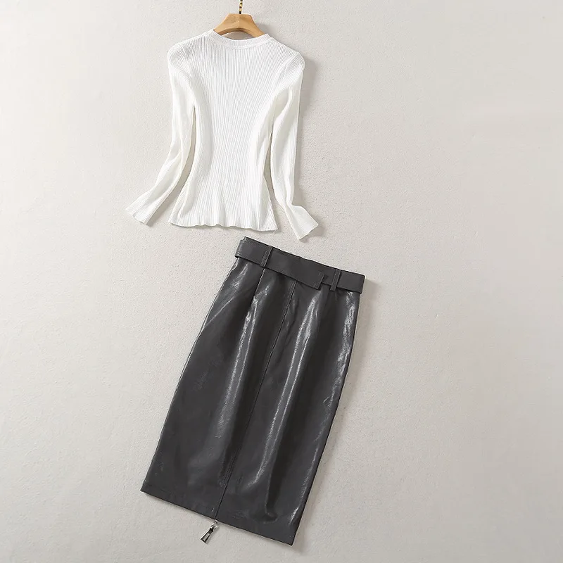 New 2020 Winter Fashion Skirt Suits Women O-Neck Sweater Pullovers+High Quality PU Leather Skirt Sets Ladies Casual Work Suit
New 2020 Winter Fashion Skirt Suits Women O-Neck Sweater Pullovers+High Quality PU Leather Skirt Sets Ladies Casual Work Suit