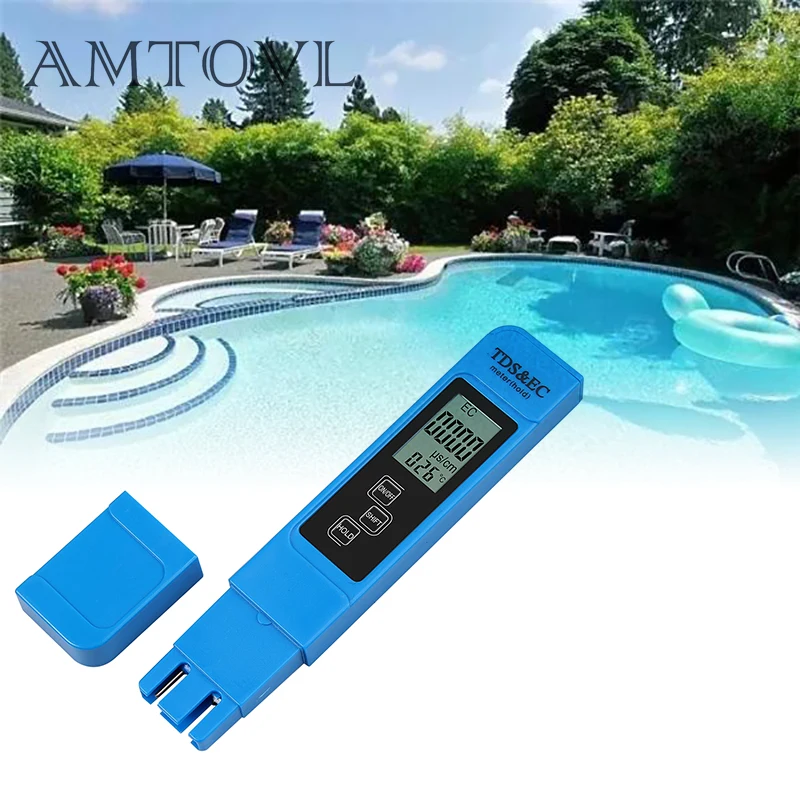 

AMTOVL Digital EC TDS Meter Tester Temperature Pen Water Purity LCD PPM TEMP Filter Hydroponic for Aquarium Pool Water Monitor