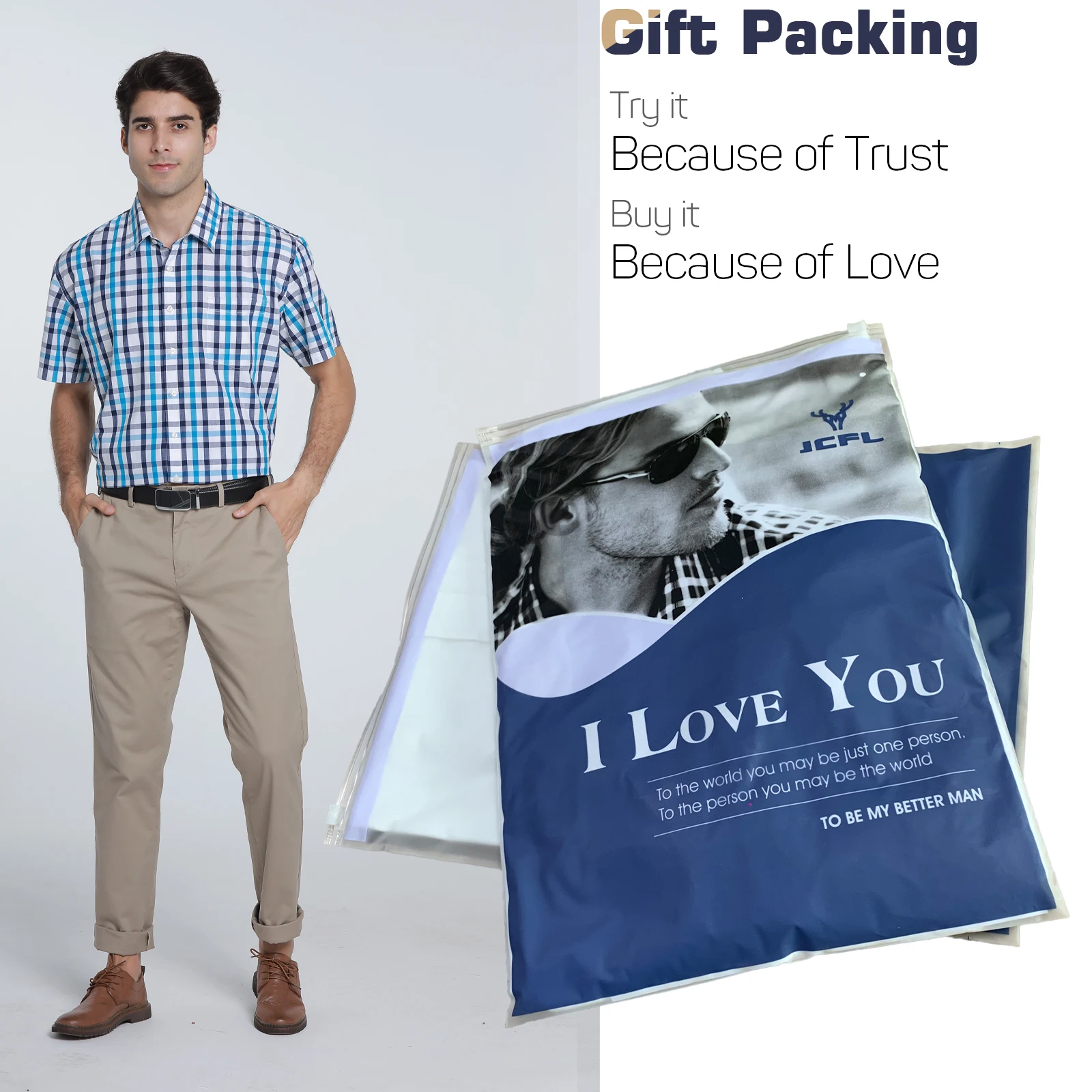 JCFL Single-Breasted Summer Smart Casual Shirt Blue & White & Gray Plaid Pocket Shirt Free Shipping
JCFL Single-Breasted Summer Smart Casual Shirt Blue & White & Gray Plaid Pocket Shirt Free Shipping