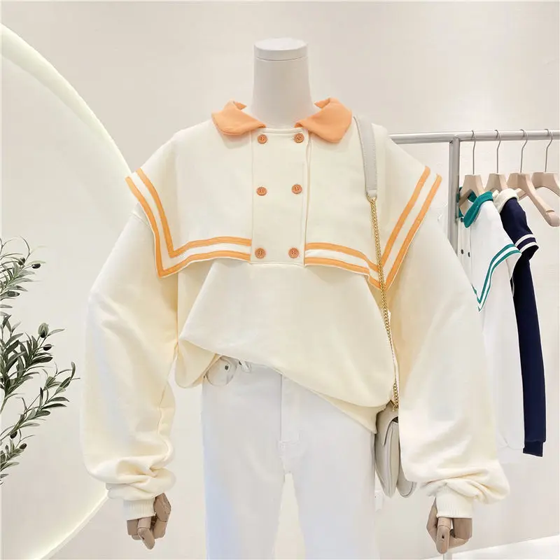 Autumn New 2021 Fashion Color Contrast Polo Lapel Loose Terry Cotton Long Sleeve Pullover Hoodie Women's Top Sweatshirt Tops
Autumn New 2021 Fashion Color Contrast Polo Lapel Loose Terry Cotton Long Sleeve Pullover Hoodie Women's Top Sweatshirt Tops