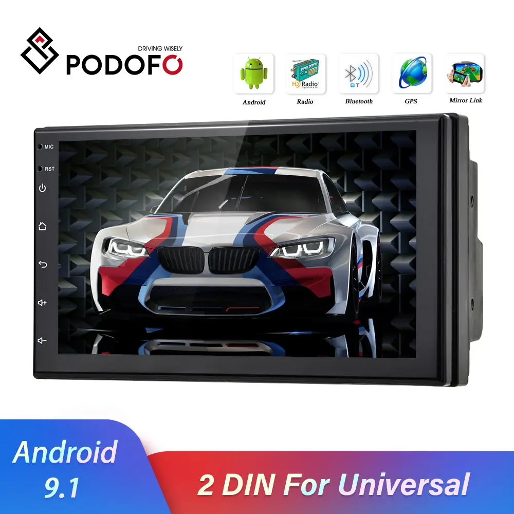 Podofo Android 9 1 автомобильное радио 7 ''MP5 мультимедийный видео плеер GPS Navi 2 DIN Авто