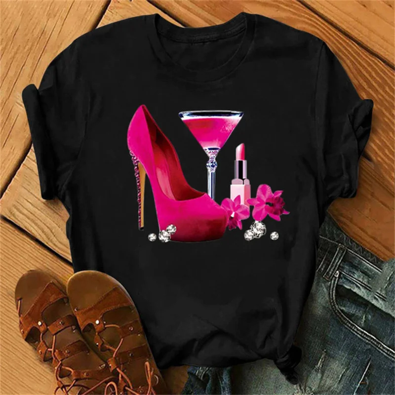 Новые розовые золотые браслеты с бокалы для вина футболки женские коротким