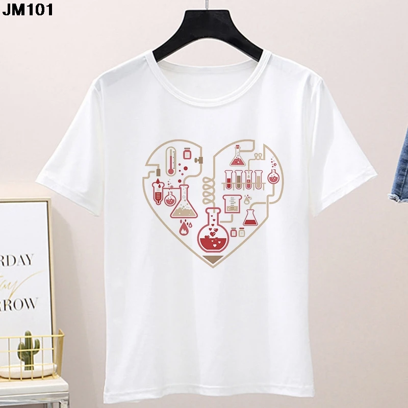 

New Fashion Women T Shirt Kawaii Chemistry Is Awesome Printing Funny Graphic Tshirt Woman Harajuku White Female T-shirt Tops Tee
