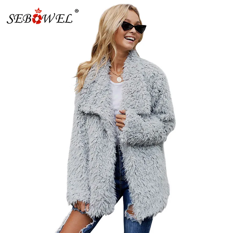 SEBOWEL Woman Long Sleeve Faux Fur Fluffy Jacket Coats Female Khaki/Gray Furry Outwear Ladies Shaggy Jackets Pockets Warm Winter
SEBOWEL Woman Long Sleeve Faux Fur Fluffy Jacket Coats Female Khaki/Gray Furry Outwear Ladies Shaggy Jackets Pockets Warm Winter