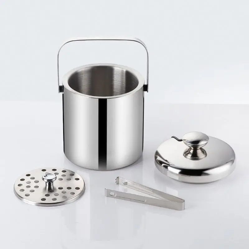 Double-Wall Stainless Steel Insulated Chilling Ice Bucket with Lid Tong Handle
Double-Wall Stainless Steel Insulated Chilling Ice Bucket with Lid Tong Handle