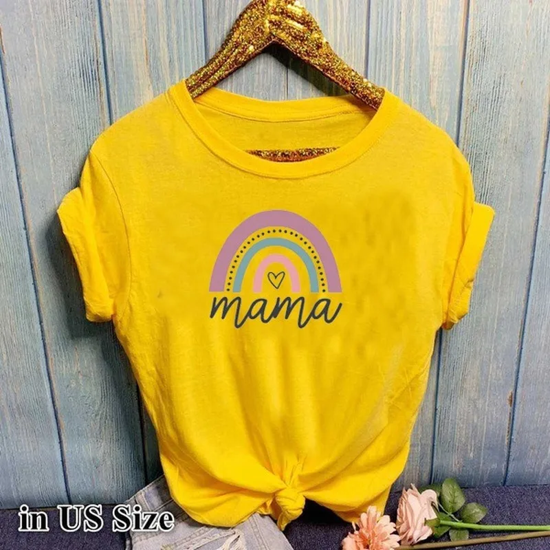 Rainbow MAMA Letter Print T Shirt Women Short Sleeve O Neck Loose Tshirt 2020 Summer Women Tee Shirt Tops Camisetas Mujer 
Rainbow MAMA Letter Print T Shirt Women Short Sleeve O Neck Loose Tshirt 2020 Summer Women Tee Shirt Tops Camisetas Mujer