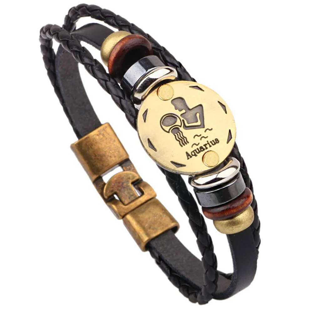 12 Constellations Bracelet Fashion Jewelry Leather Personality For Women And Men Couple Pulseira | Украшения и аксессуары