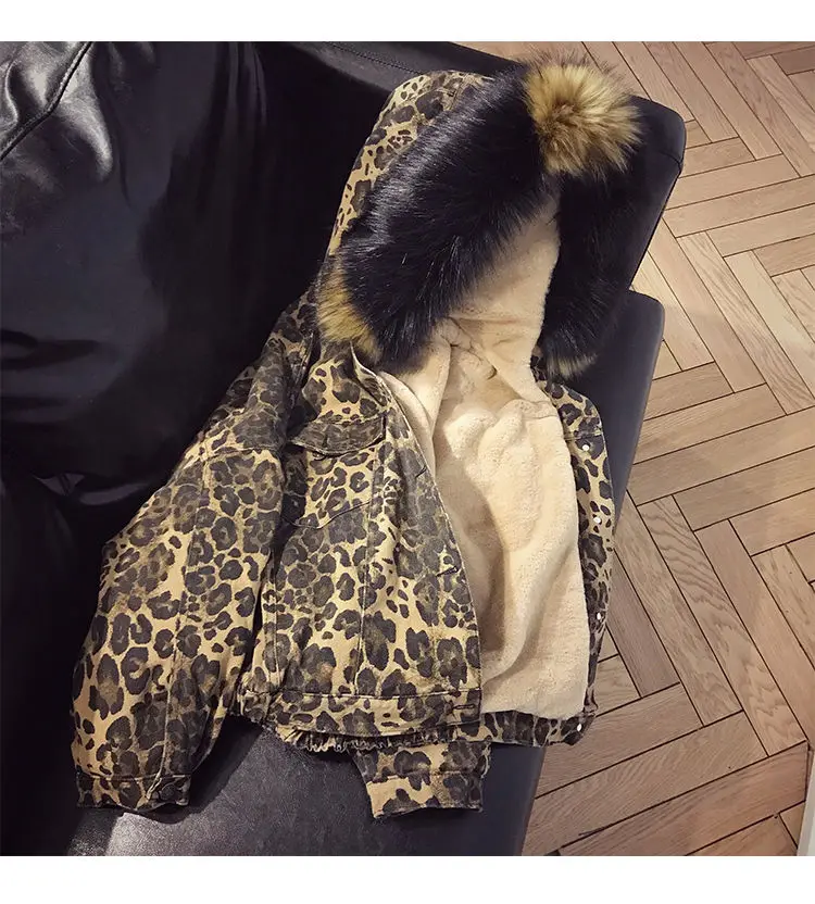 2020 New Lamb Wool Denim Jacket Women Fur Plus Velvet Thick Winter Leopard Print Short Padded Cotton Coat Women
2020 New Lamb Wool Denim Jacket Women Fur Plus Velvet Thick Winter Leopard Print Short Padded Cotton Coat Women