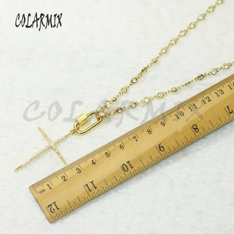 3 strand Slim Cross pendants necklace Zircon Crystal necklace Golden Lock carabiner fashion accessories for women 50459
3 strand Slim Cross pendants necklace Zircon Crystal necklace Golden Lock carabiner fashion accessories for women 50459