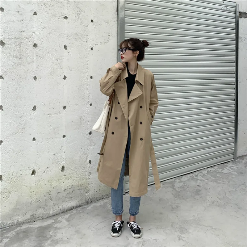 TRAF Brand New Korean Fashion 2021 Autumn Casual Double Breasted Long Trench Coat With Belt Female Windbreaker Khaki Black
TRAF Brand New Korean Fashion 2021 Autumn Casual Double Breasted Long Trench Coat With Belt Female Windbreaker Khaki Black