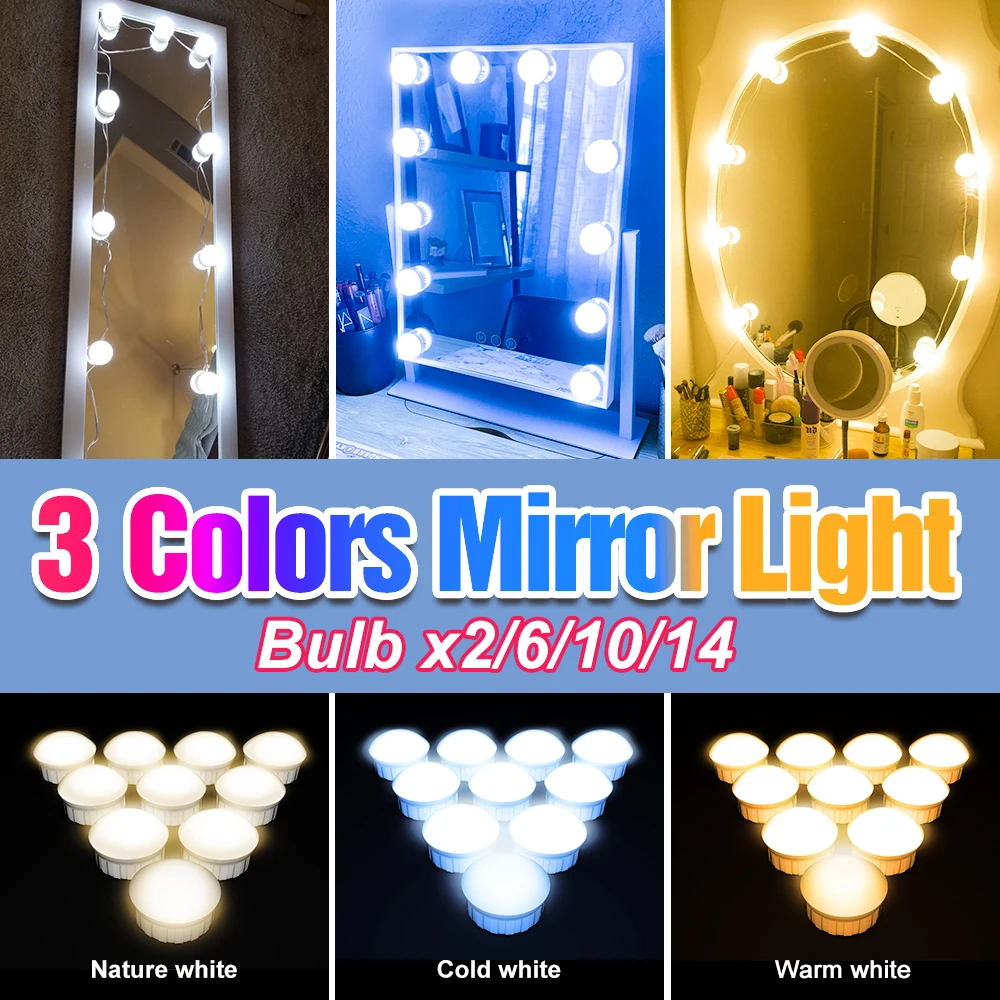 USB Cosmetic Mirror Wall Lamp LED Vanity Light Bulb Kit Bathroom Dressing Table Dimmable Lamp For Room Makeup Mirror Decorative
USB Cosmetic Mirror Wall Lamp LED Vanity Light Bulb Kit Bathroom Dressing Table Dimmable Lamp For Room Makeup Mirror Decorative