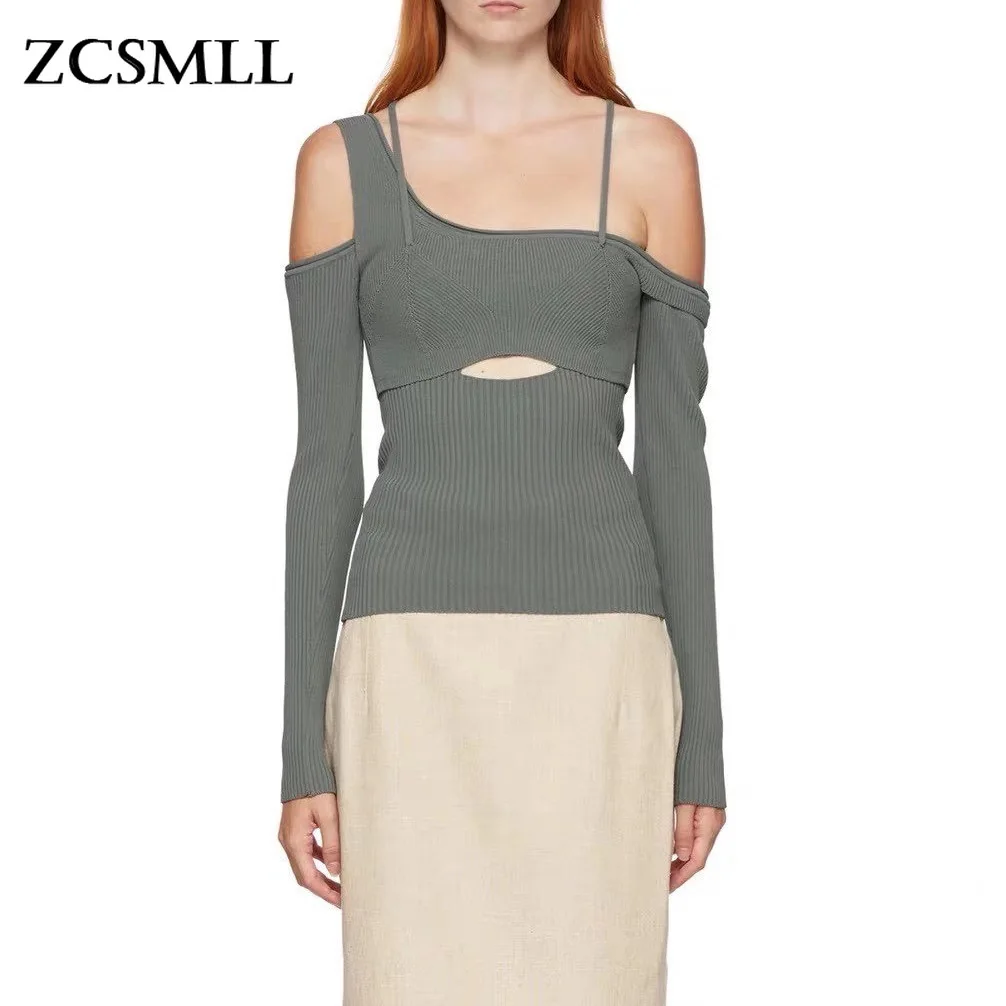 ZCSMLL Hollow Out Gray Knitting Sweater Loose Fit Slash Neck Long Sleeve Women Pullovers New Fashion Autumn Winter 2021 J122
ZCSMLL Hollow Out Gray Knitting Sweater Loose Fit Slash Neck Long Sleeve Women Pullovers New Fashion Autumn Winter 2021 J122