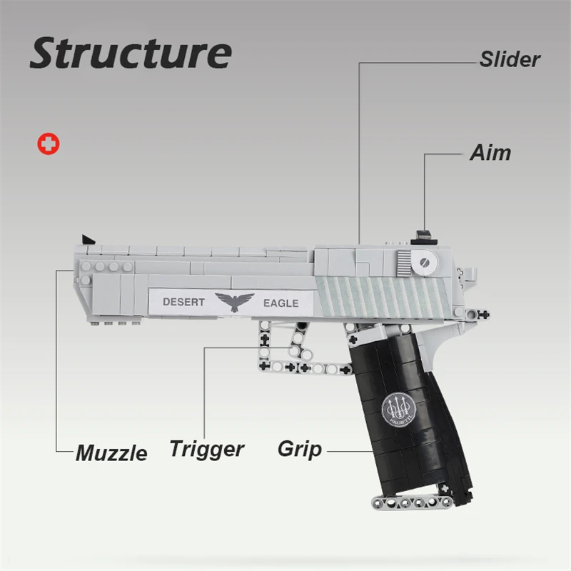 Technical Series Gun Handgun Pistol Can Fire Bullets Set Desert Eagle Assembly DIY Model Building Blocks Toys For Kids Boys Gift
Technical Series Gun Handgun Pistol Can Fire Bullets Set Desert Eagle Assembly DIY Model Building Blocks Toys For Kids Boys Gift