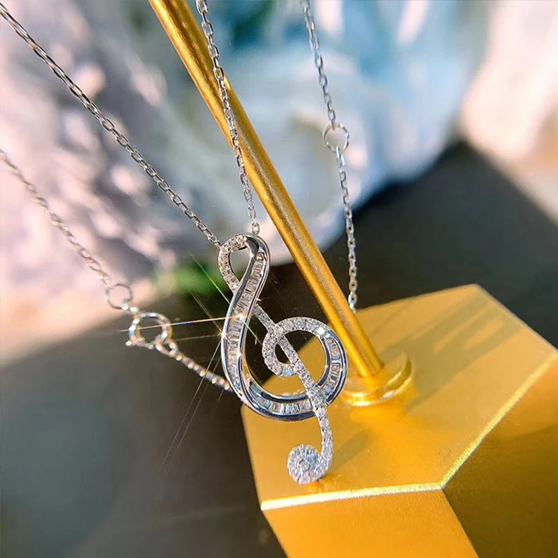 Exquisite and Dazzling Note Shape Ladies Pendant Necklace Covered with Cubic Zirconia Elegant Girlfriend Holiday Gift
Exquisite and Dazzling Note Shape Ladies Pendant Necklace Covered with Cubic Zirconia Elegant Girlfriend Holiday Gift