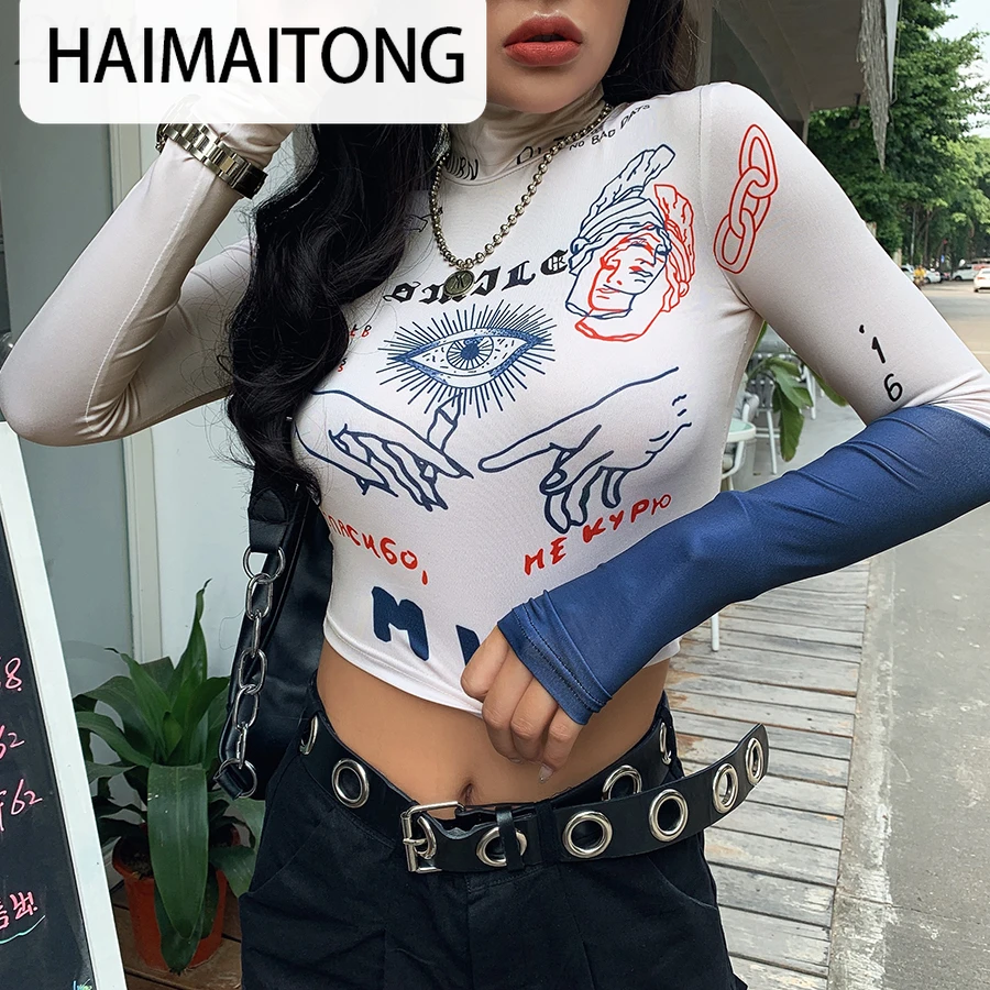 Nibber autumn fashion high street casual Tight stretch Slim crop tops women Funny print full sleeve stretch Slim tee shirt mujer
Nibber autumn fashion high street casual Tight stretch Slim crop tops women Funny print full sleeve stretch Slim tee shirt mujer
