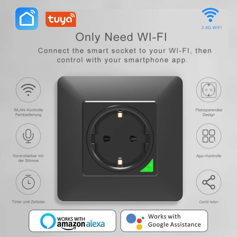 New Smart Wall Socket Tuya Smart life APP Voice Remote Control EU 16A Wifi Power Plug Works With Google Home Alexa IFTTT
New Smart Wall Socket Tuya Smart life APP Voice Remote Control EU 16A Wifi Power Plug Works With Google Home Alexa IFTTT