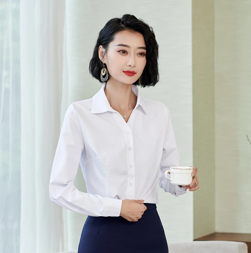 2020 Женская официальная одежда для работы с длинным рукавом белые блузки рубашки