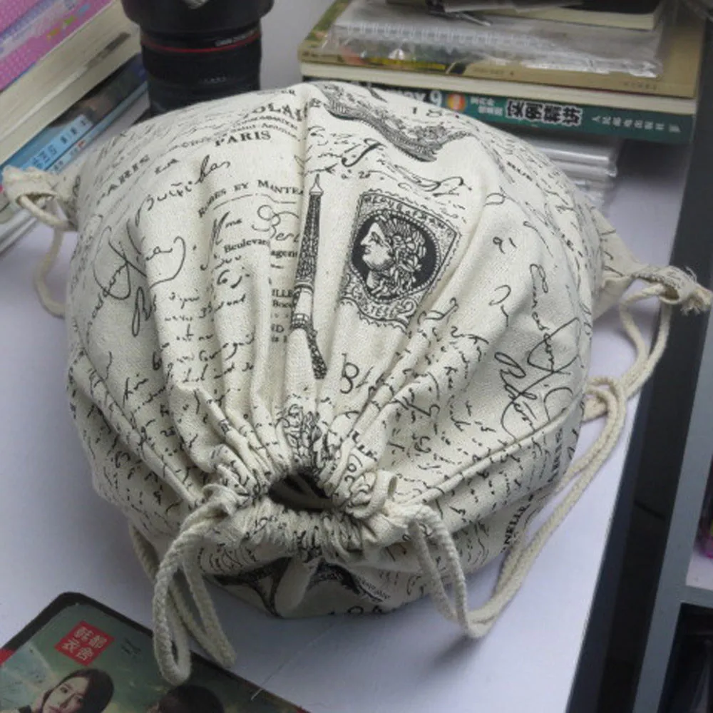 Унисекс рюкзаки Ретро сумка на шнурке с рисунком Рюкзак винтажная Холщовая Сумка