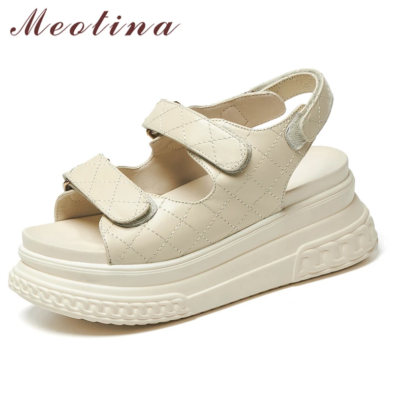 Meotina Women Sandals Genuine Leather Shoes Platform Wedges Sandals Causal Round toe Summer Ladies Footwear 2021 White
Meotina Women Sandals Genuine Leather Shoes Platform Wedges Sandals Causal Round toe Summer Ladies Footwear 2021 White