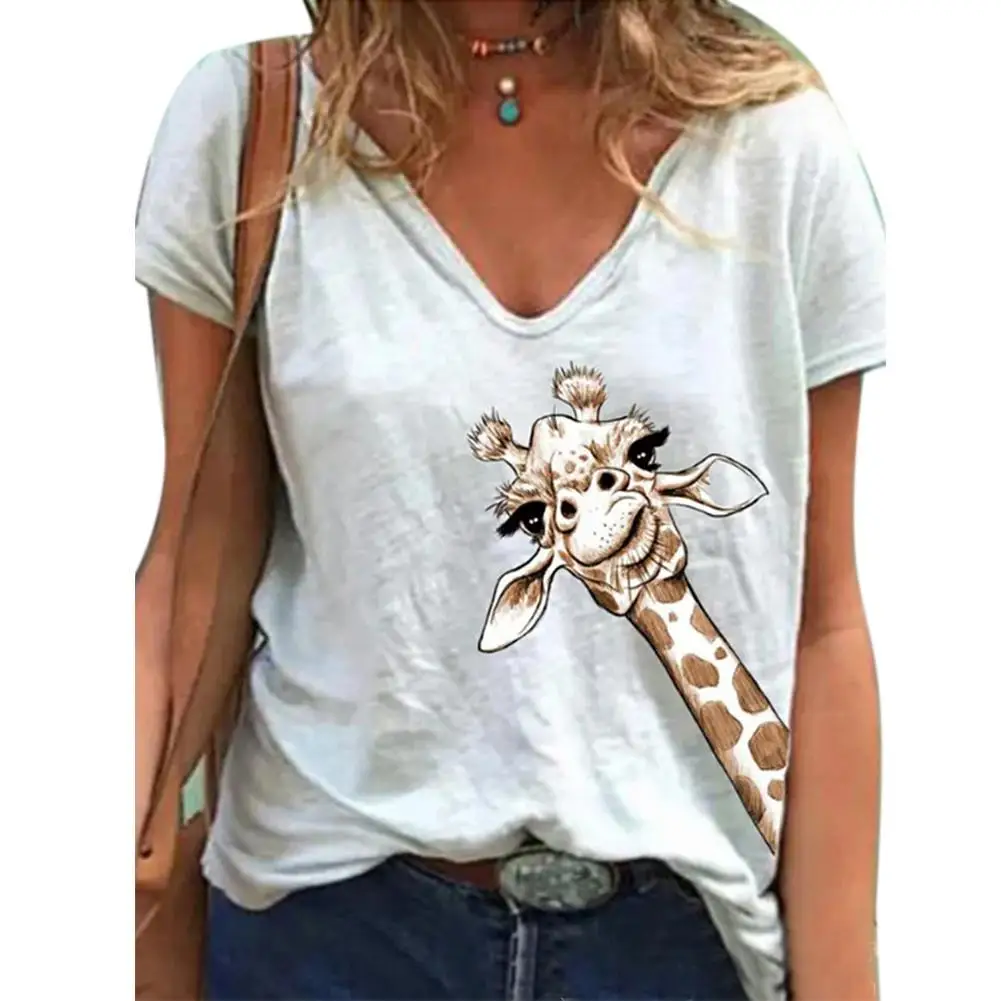 HOT SALES!!! Women Summer Casual Short Sleeve V Neck Giraffe Print Cotton T-shirt Blouse Top
HOT SALES!!! Women Summer Casual Short Sleeve V Neck Giraffe Print Cotton T-shirt Blouse Top