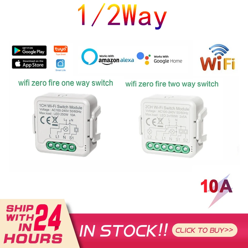 Tuya Smart WiFi Smart Light Switch Relay Module 1/2 Way Smart Home Smart Life APP Remote Control Work With Alexa Google Home
Tuya Smart WiFi Smart Light Switch Relay Module 1/2 Way Smart Home Smart Life APP Remote Control Work With Alexa Google Home