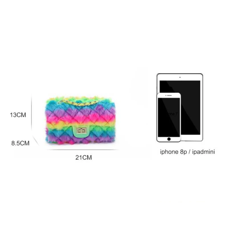 Faux Fur Furry Rainbow Crossbody Bag Candy Pop Luxury Designer Handbag Quilted Mini Flap Purse Bolsa Feminina Sac A Main De Luxe
Faux Fur Furry Rainbow Crossbody Bag Candy Pop Luxury Designer Handbag Quilted Mini Flap Purse Bolsa Feminina Sac A Main De Luxe
