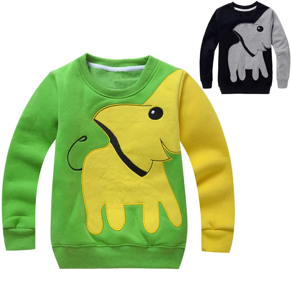 Детский свитер разных цветов с изображением слона и животных футболка размеров