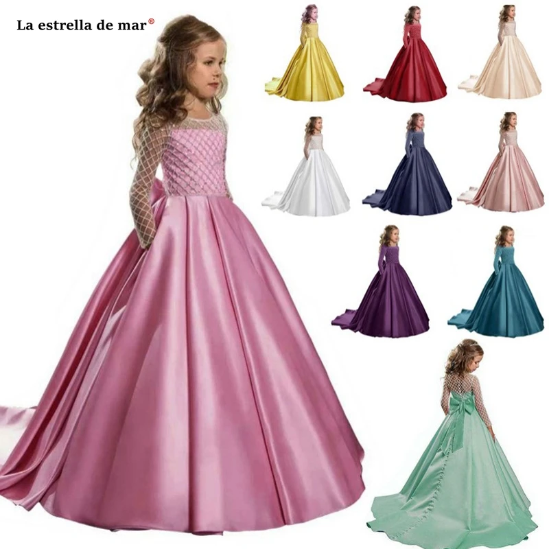 vestido comunion niña new O neck lace satin sleeves beaded A Line pink purple blue flower girl dress long wedding guests gowns
vestido comunion niña new O neck lace satin sleeves beaded A Line pink purple blue flower girl dress long wedding guests gowns