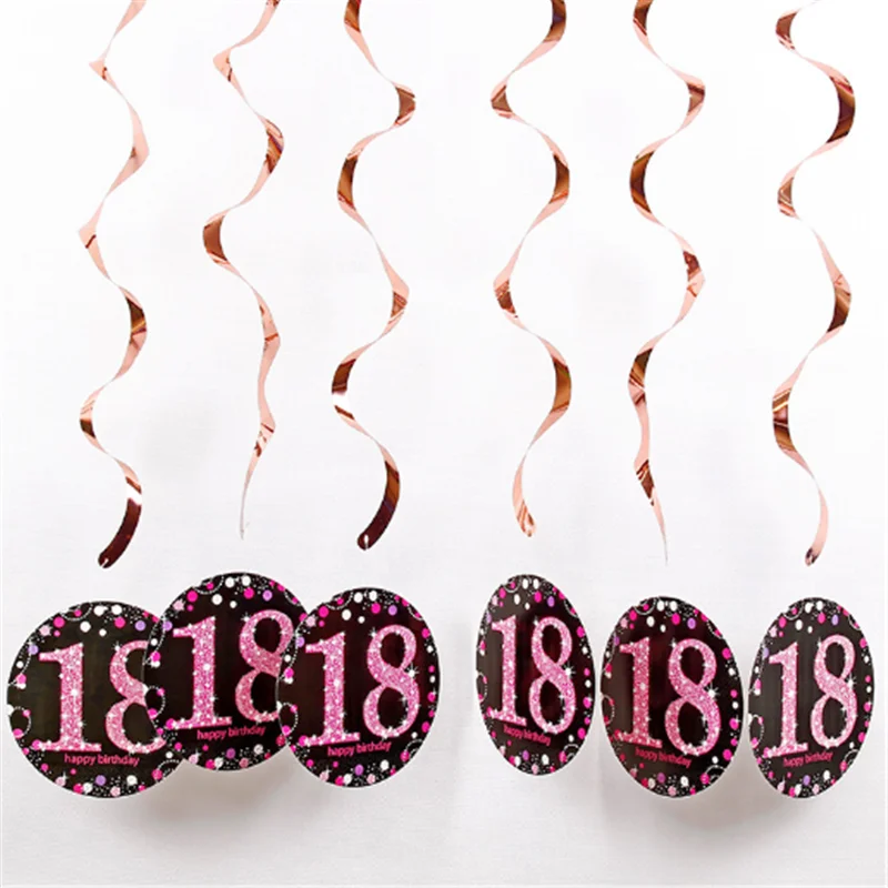 Party Decoration 6pcs/set Rose Gold Spiral Garland 18 30 40 50 60 Years Old Happy Birthday Pull Flag 40th Anniversary Party
Party Decoration 6pcs/set Rose Gold Spiral Garland 18 30 40 50 60 Years Old Happy Birthday Pull Flag 40th Anniversary Party