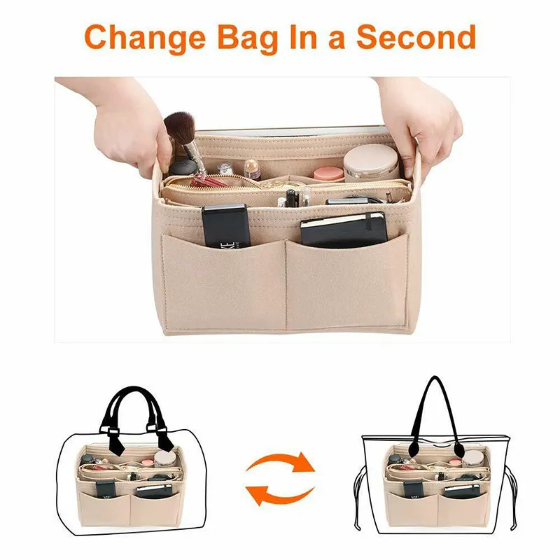 Felt Purse Insert Organizer Portable Cosmetic Bag Fit for Handbag Tote Various Bag AC889
Felt Purse Insert Organizer Portable Cosmetic Bag Fit for Handbag Tote Various Bag AC889