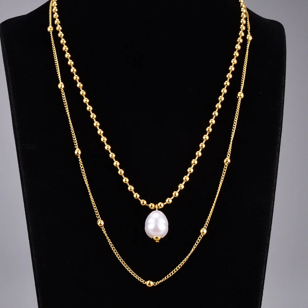 New 18k Statement Irregular Natural Pearl Necklace For Women Stainless Steel Bead Gold Chain Choker Necklace Fashion Jewelry
New 18k Statement Irregular Natural Pearl Necklace For Women Stainless Steel Bead Gold Chain Choker Necklace Fashion Jewelry