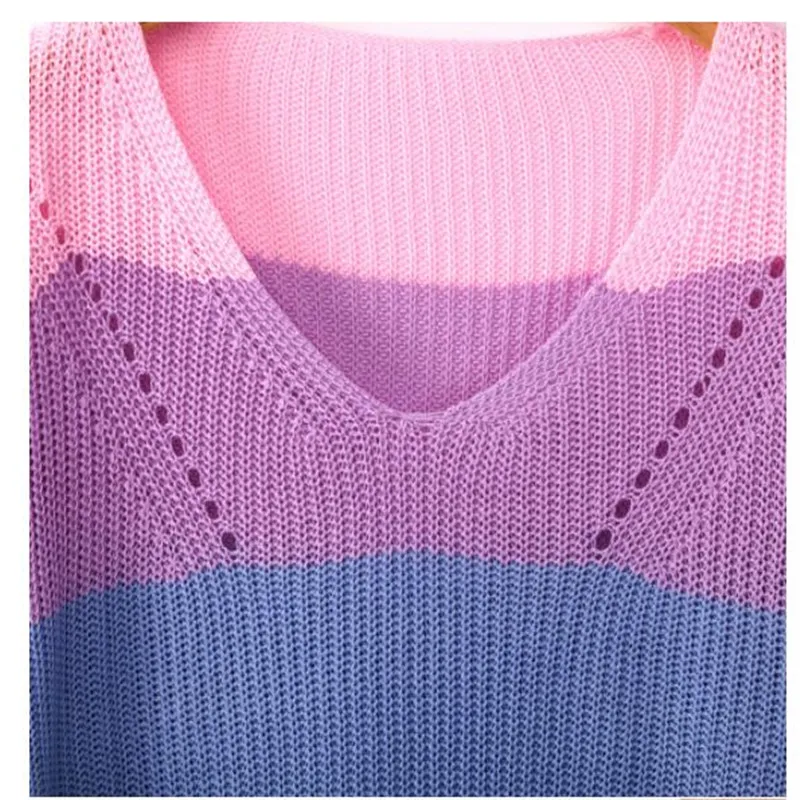 2019 autumn and winter new women's sweater rainbow color matching loose comfortable v-neck pullover sweater
2019 autumn and winter new women's sweater rainbow color matching loose comfortable v-neck pullover sweater