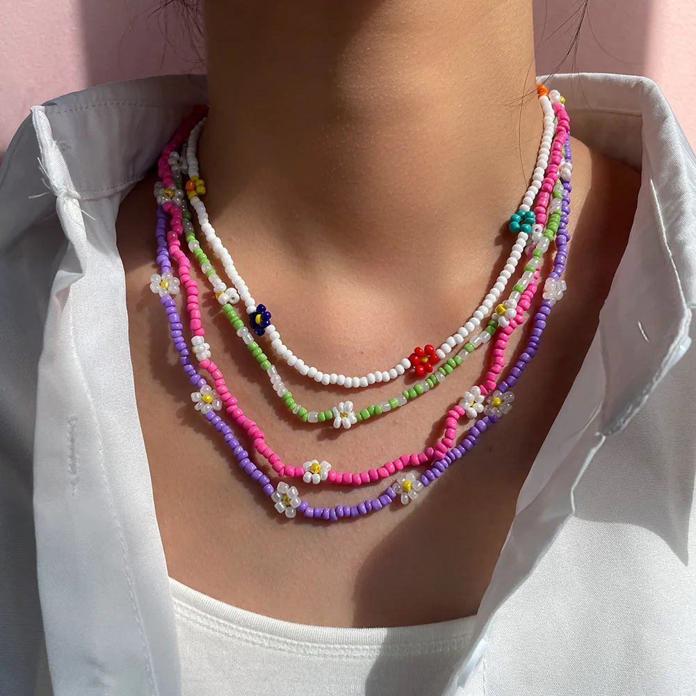 Bohemian Colorful Little Daisy Acrylic Flower Beaded Necklace For Women Handmade Bead Strand Choker Necklaces Girl Sweet Jewelry
Bohemian Colorful Little Daisy Acrylic Flower Beaded Necklace For Women Handmade Bead Strand Choker Necklaces Girl Sweet Jewelry