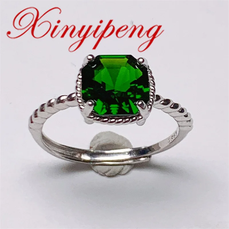 Xin Yipeng Real S925 Sterling Silver Plated White Gold Inlaid Natural Square Diopside Ring Fine Jewelry Holiday Gift for Women
Xin Yipeng Real S925 Sterling Silver Plated White Gold Inlaid Natural Square Diopside Ring Fine Jewelry Holiday Gift for Women