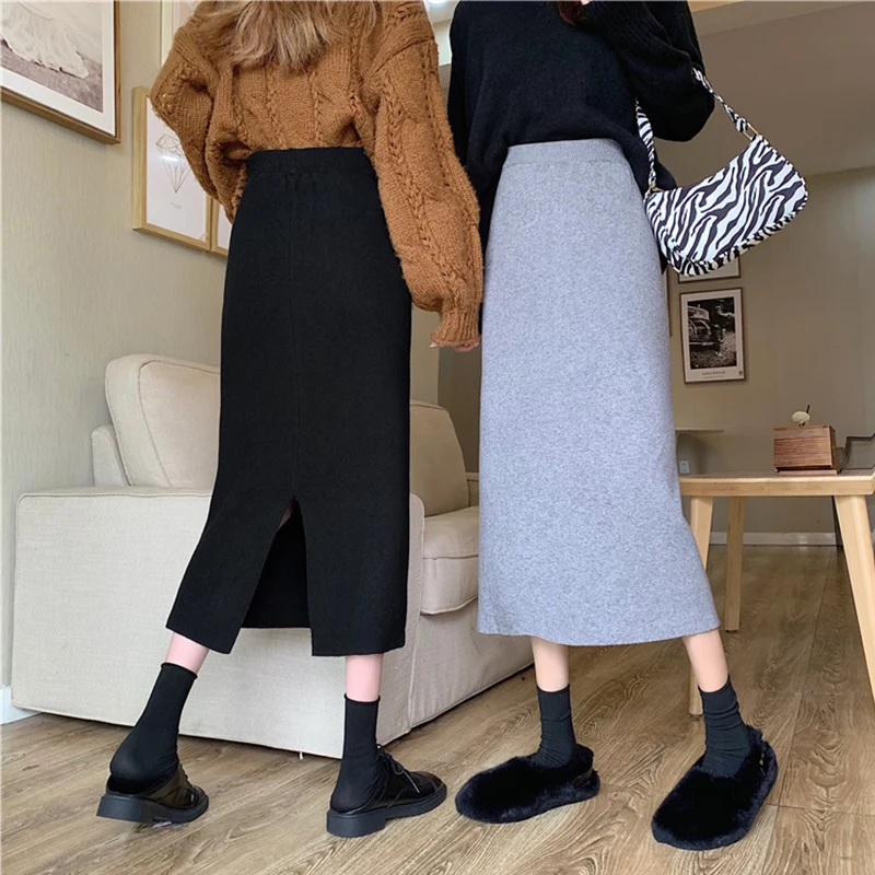 TIGENA Knitted Midi Long Pencil Skirts Women 2021 Autumn Vintage Elegant Solid Slit High Waist Mid-length Skirt Female Ladies
TIGENA Knitted Midi Long Pencil Skirts Women 2021 Autumn Vintage Elegant Solid Slit High Waist Mid-length Skirt Female Ladies