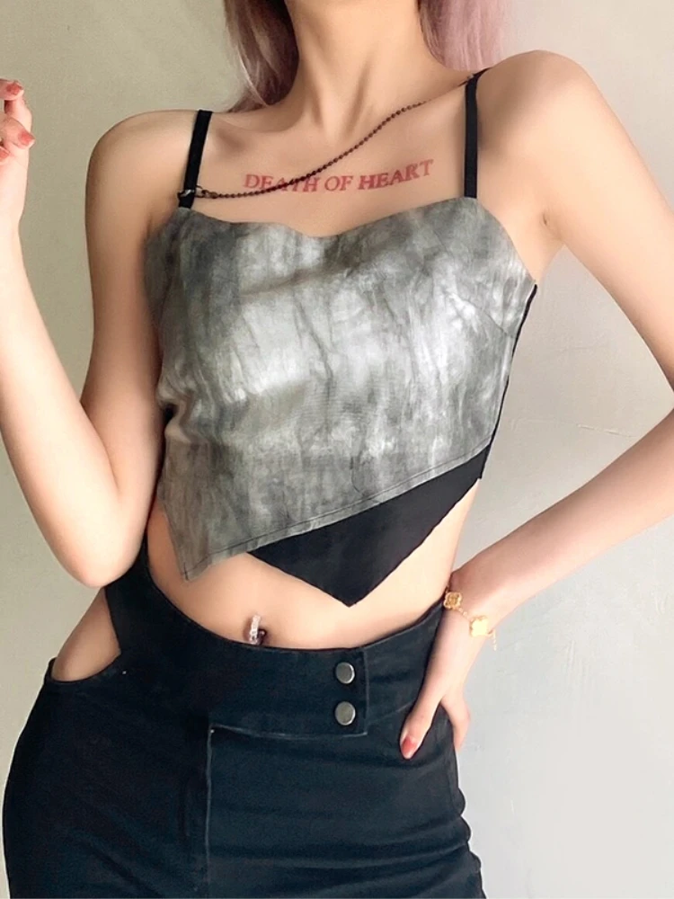 Tops Women 2021 Summer Clothes Sexy Streetwear Tie-dye Gray Backless Spaghetti Strap Tank Top Cami Cropped Top Halter Top
Tops Women 2021 Summer Clothes Sexy Streetwear Tie-dye Gray Backless Spaghetti Strap Tank Top Cami Cropped Top Halter Top