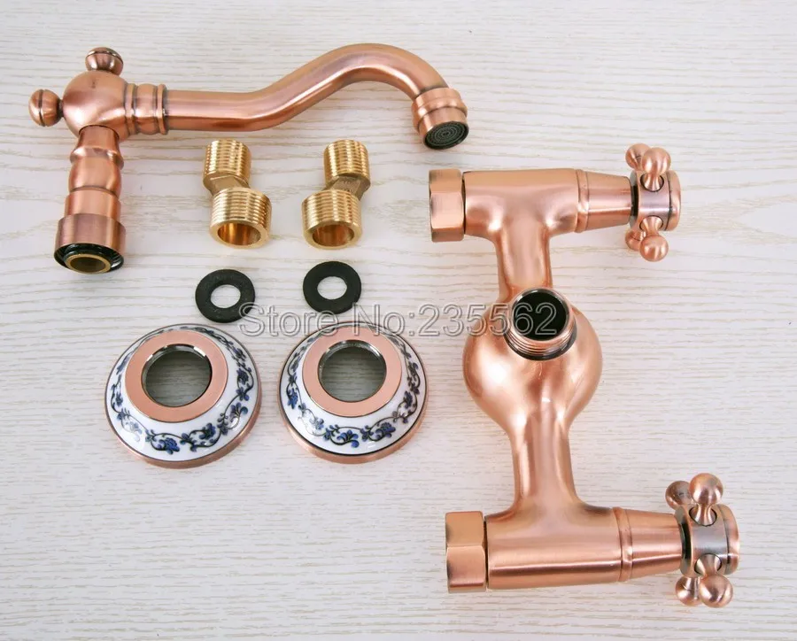 Antique Red Copper Brass Bathroom Kitchen Sink Basin Faucet Mixer Tap Swivel Spout Wall Mounted Dual Cross Handles Lnf941 
Antique Red Copper Brass Bathroom Kitchen Sink Basin Faucet Mixer Tap Swivel Spout Wall Mounted Dual Cross Handles Lnf941