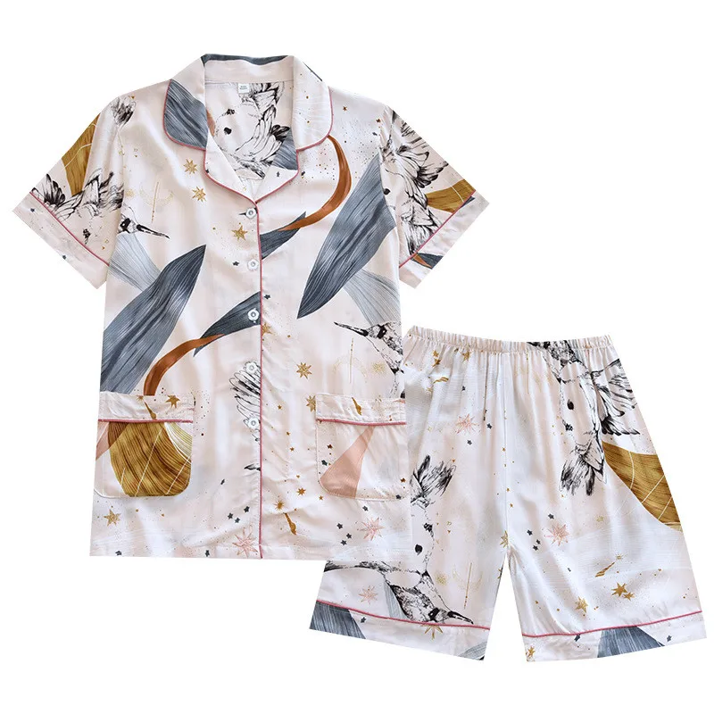 New summer women's pajamas thin section short-sleeved shorts large floral print pajamas home service ladies pajamas for women
New summer women's pajamas thin section short-sleeved shorts large floral print pajamas home service ladies pajamas for women