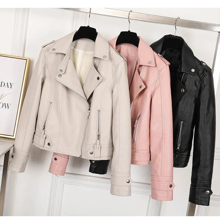 WYBLZ Women Faux Leather Jacket Beige Casual Slim Motorcycle Biker Leather Coat Female Punk Streetwear Spring Autumn Jackets
WYBLZ Women Faux Leather Jacket Beige Casual Slim Motorcycle Biker Leather Coat Female Punk Streetwear Spring Autumn Jackets