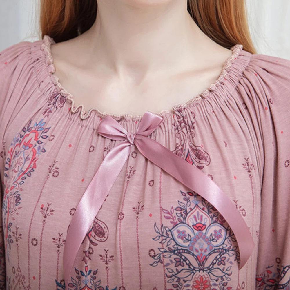 Modal Nightdress Nighties Women Long-Sleeve Cotton Floral Printed Home Dress Sleepwear Sleeping Dress Loose Nightwear Plus Size
Modal Nightdress Nighties Women Long-Sleeve Cotton Floral Printed Home Dress Sleepwear Sleeping Dress Loose Nightwear Plus Size