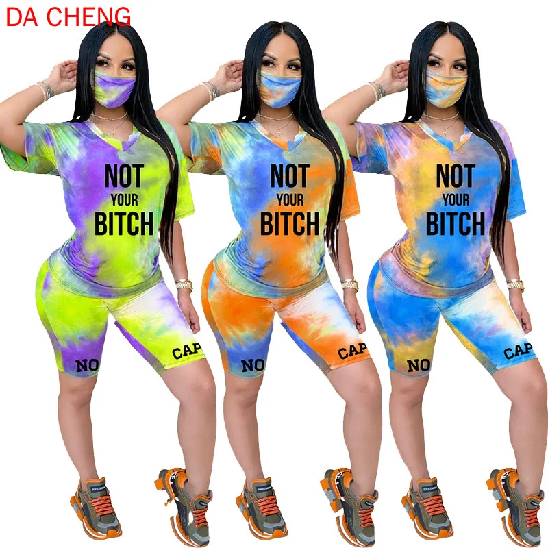 Europe and the United States Women Fashion Casual Tshirt V Neck Tie-Dye Printed Letter Shorts Two-Piece Set Tracksuit Women
Europe and the United States Women Fashion Casual Tshirt V Neck Tie-Dye Printed Letter Shorts Two-Piece Set Tracksuit Women