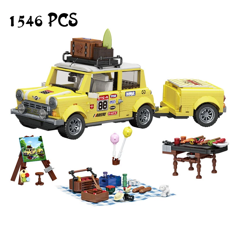 New travel picnic car model DIY building blocks technology puzzle children toys gift show
New travel picnic car model DIY building blocks technology puzzle children toys gift show