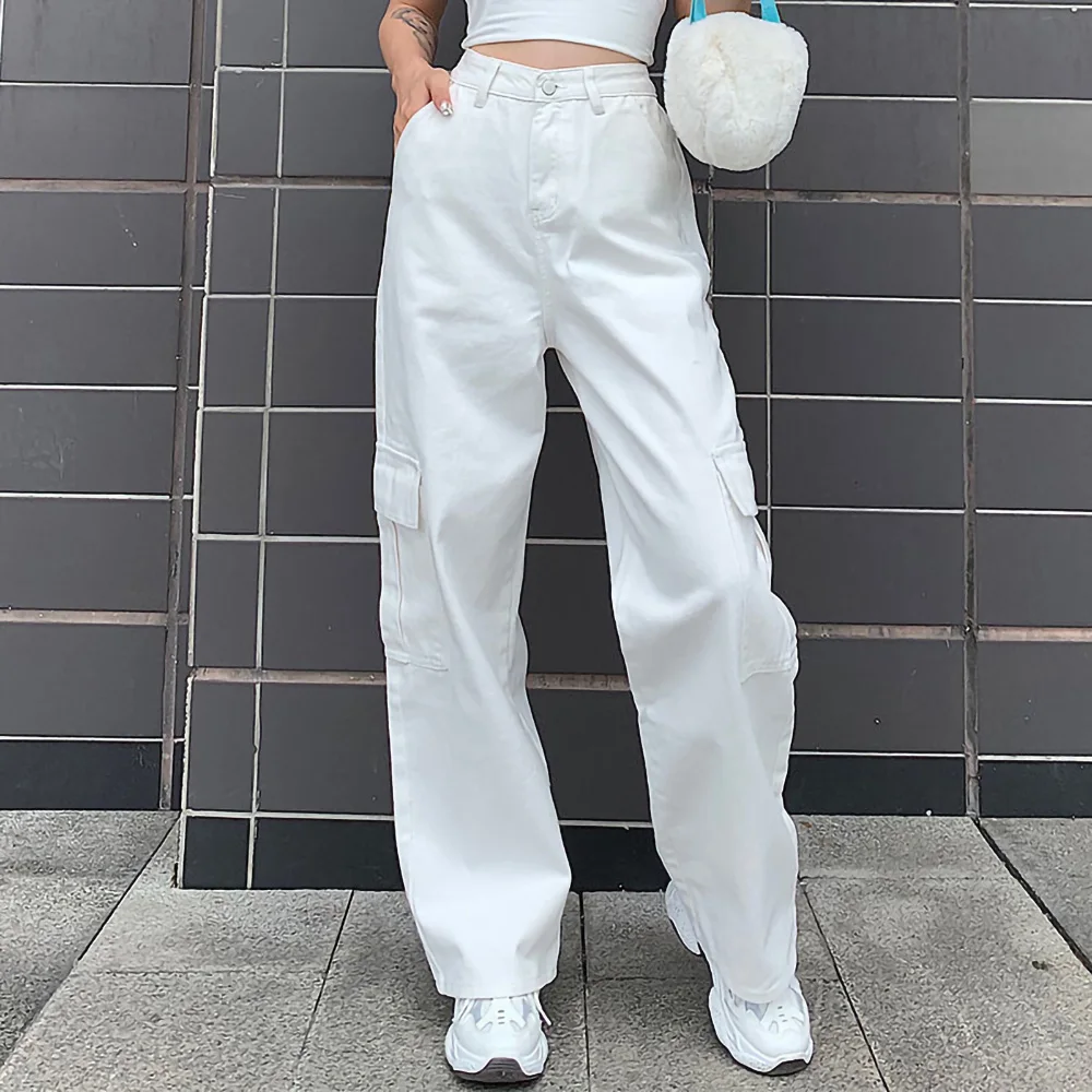 Fashion Pocket White Women's Jeans Streetwear High Waist Jeans Vintage Straight Harajuku 2020 Denim Pants Cargo Pants
Fashion Pocket White Women's Jeans Streetwear High Waist Jeans Vintage Straight Harajuku 2020 Denim Pants Cargo Pants
