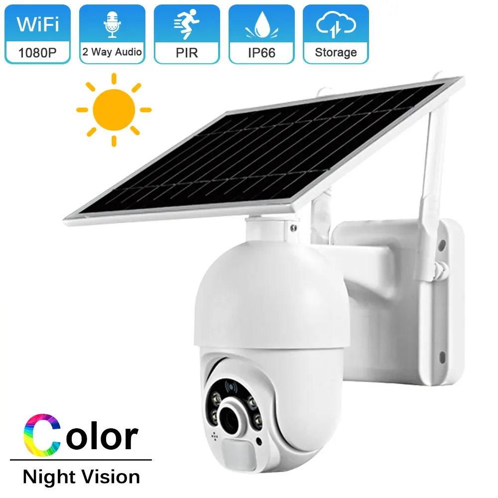 1080P Solar Panel Battery WIFI IP PTZ Camera Two Way Audio Color Night Wireless Security Home Camera Built-in Battery Rechargeab
1080P Solar Panel Battery WIFI IP PTZ Camera Two Way Audio Color Night Wireless Security Home Camera Built-in Battery Rechargeab