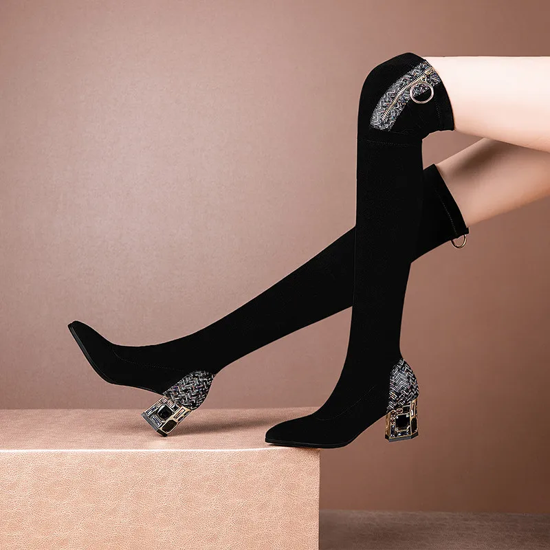 FEDONAS Metal Decoration Over The Knee Boots New Rhinestone Genuine Leather High Heels Shoes Woman Night Club Slim Long Shoes
FEDONAS Metal Decoration Over The Knee Boots New Rhinestone Genuine Leather High Heels Shoes Woman Night Club Slim Long Shoes
