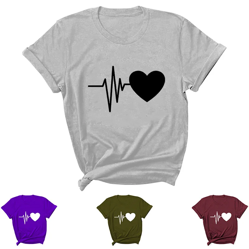 Сердцебиение принт Женская футболка с коротким рукавом и круглым вырезом, Свободная Женская футболка женская футболка Топы, одежда, Camisetas ... 
Сердцебиение принт Женская футболка с коротким рукавом и круглым вырезом, Свободная Женская футболка женская футболка Топы, одежда, Camisetas ...